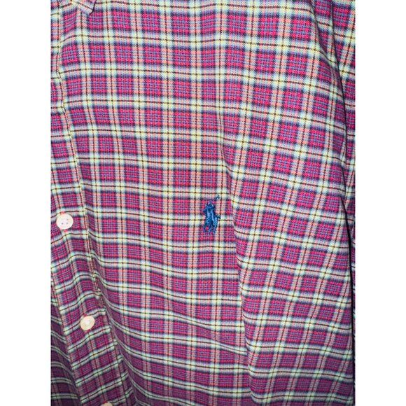 Ralph Lauren XL Maroon Plaid Long Sleeve Button-Down Shirt Cotton Blend Preppy - Picture 4 of 7